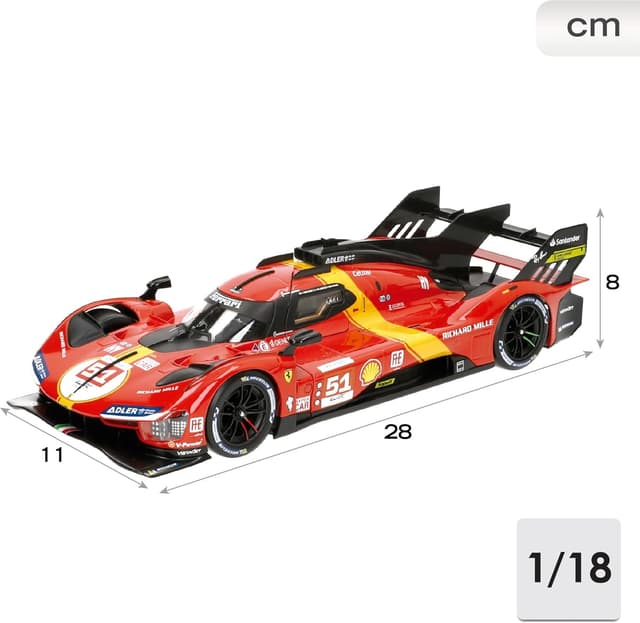 Detalle de Bburago Ferrari Racing 499P Le Mans 1:18 die-cast model car (red)