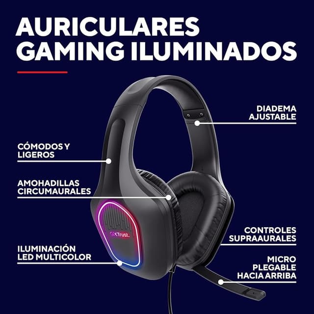 Detalle de GXTrust 419 Rayne Cascos gaming ligeros 50 mm