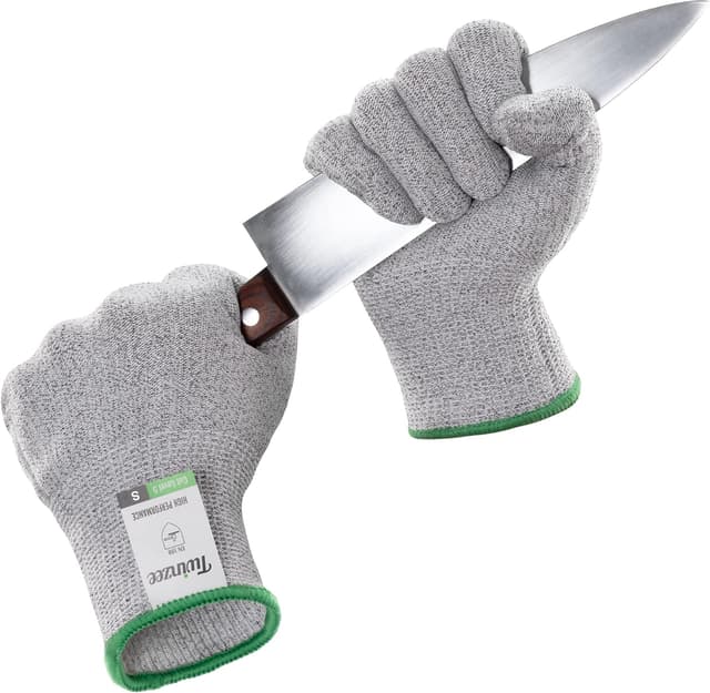 Detalle de Twinzee Schnittschutzhandschuhe Premium (2 Stück) Stufe E – schnittfeste Handschuhe für Küche & Heimwerken