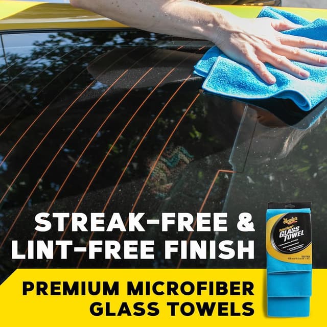 Detalle de Meguiar's Perfect Clarity Glass Towels (3-Pack) — Premium Streak-Free, Lint-Free Microfiber for Windows & Windshields