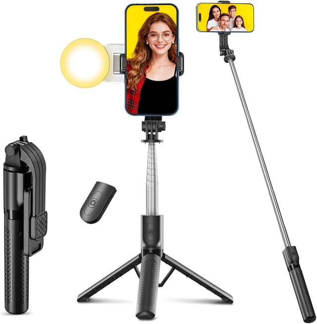 Imagen de POWOMAO Selfie Stick Tripod with Fill Light 125cm en OfertitasTOP