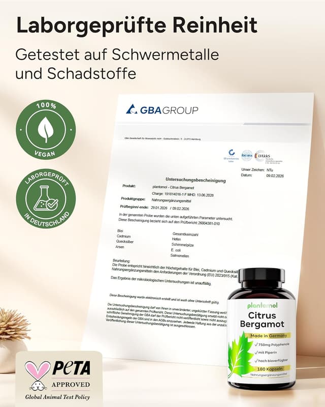 Detalle 2 de Citrus Bergamot Kapseln (180 Stk.) – 1.500 mg Extrakt/Tag mit 50% Polyphenolen