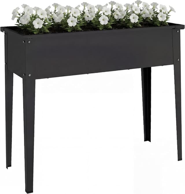 Detalle de Potager sur pieds Outsunny 80 L en métal, 100 x 40 x 80 cm (noir)