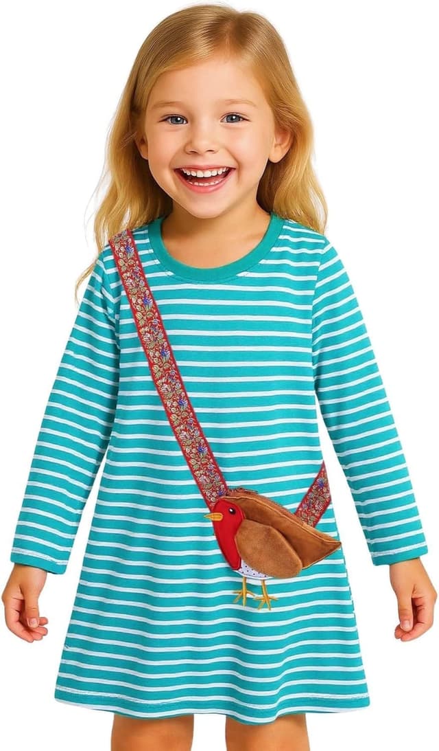 Thumbnail 1 de HILEELANG Toddler Girl Striped Cotton Dress