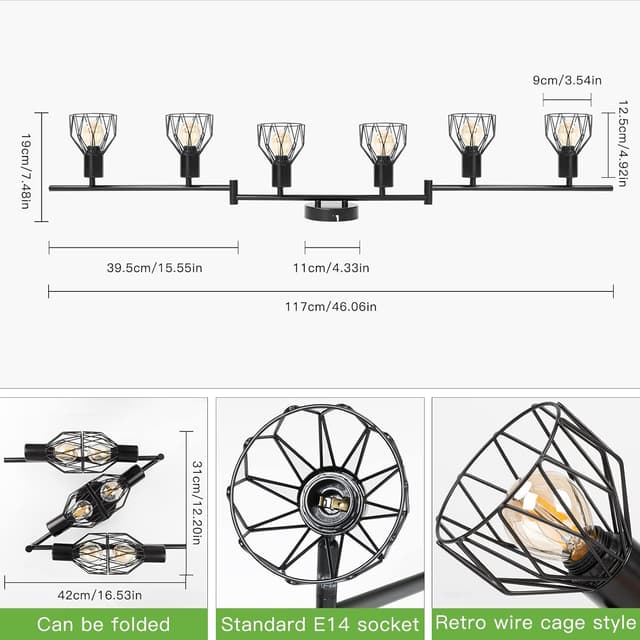 Detalle de Kimjo 6-flammiger LED-Deckenstrahler (E14, schwenkbar) in Schwarz