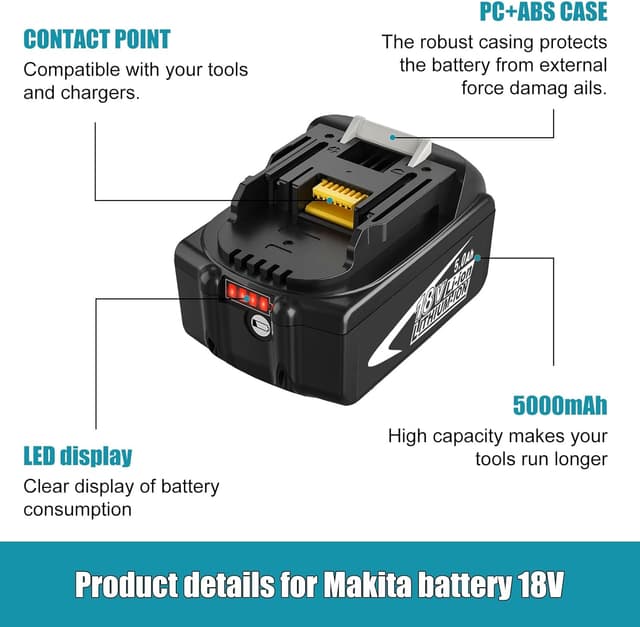 Thumbnail 2 de Makita 18V 5000mAh Remplacement 2 pièces