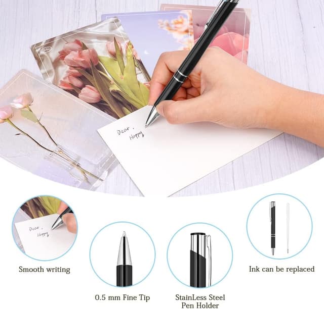 Detalle de AUAUY Penna a sfera retrattile in metallo con scatto e punta 1,0 mm (confezione da 12) inchiostro nero