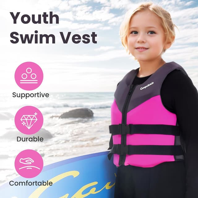 Detalle 2 de Gogokids Youth Swim Vest (50–90 lbs & 75–125 lbs) — Soft 3D Neoprene Swim Jacket for Kids & Teens