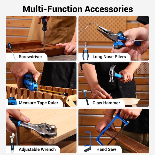 Detalle de DEKO 238-teiliger Werkzeugkoffer mit 12V Akkubohrer und Schublade – DEKO Werkzeugset für Haus, Auto & Heimwerken
