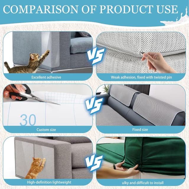 Detalle de Pellicola antigraffio trasparente Luziyun 43 cm x 5 m per gatti e cani