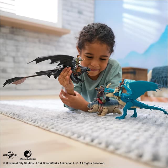 Detalle de Figurines articulées DreamWorks Dragons : Krokmou + Viking Harold (duo) pour enfants dès 4 ans