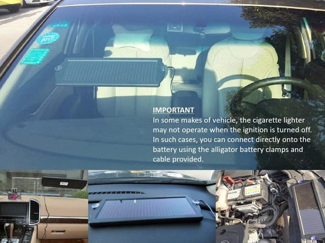 Detalle 2 de Sunway Solar Car Battery Trickle Charger & Maintainer (12V) with Cigarette Lighter Plug and Battery Clamps