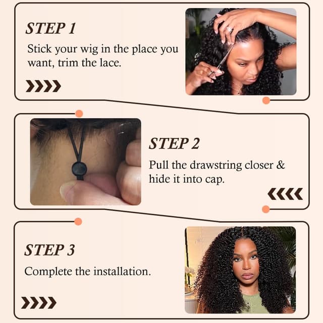 Thumbnail 6 de Lannaax 13x6 HD Lace Curly Wig (250% Density) — Virgin Remy Human Hair Drawstring, Natural Black, 20 Inch