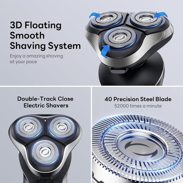 Detalle 2 de Cordless waterproof rotary shaver for men