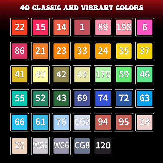 Detalle de Vallteng Feutre à l’alcool 40 couleurs – Double pointe (large et fine) pour dessin, croquis et lettrage