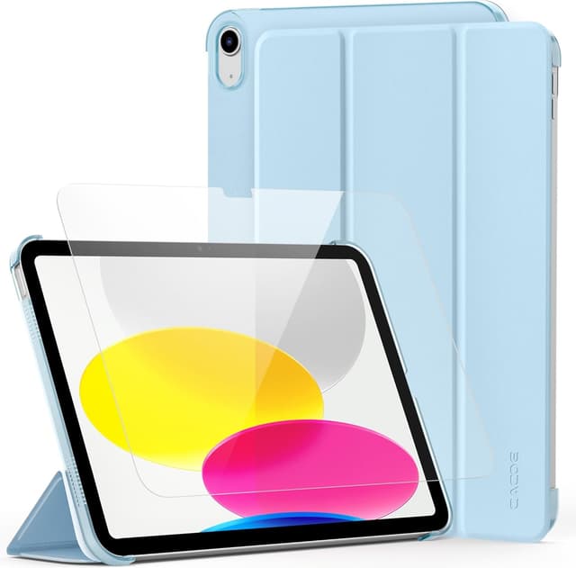 Detalle de CACOE Case for iPad A16 11th/10th Generation with Screen Protector (11/10.9 inch) – Light Blue
