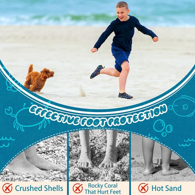 Detalle de Kids Water Shoes for Toddlers & Children – Quick Dry Non-Slip Aqua Socks (92% Polyester / 8% Spandex)