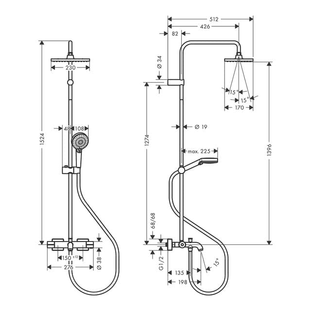 Thumbnail 3 de Hansgrohe VERNIS SHAPE termostático bañera 230x170 мм