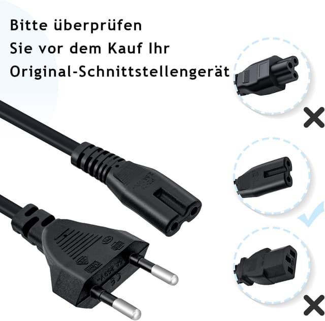 Detalle de Mcbazel 3 m Netzkabel mit Eurostecker auf C7-Buchse (2-polig) – Ersatzkabel für PS5/PS4/PS3, Xbox Series X/S & TV