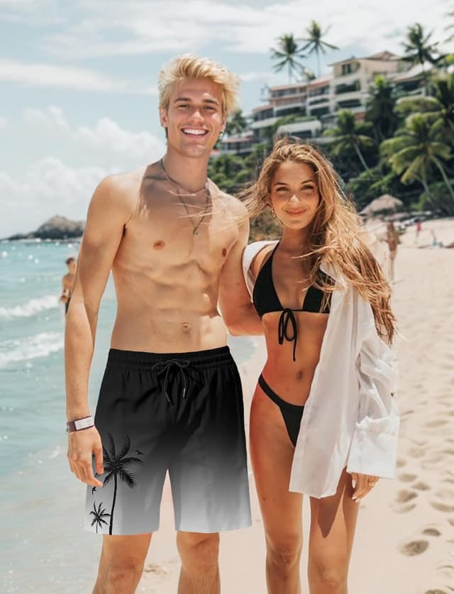 Detalle 2 de Lzzidou Men’s Swim Trunks with Compression Liner and 7-Inch Inseam Board Shorts (Zipper Pockets)