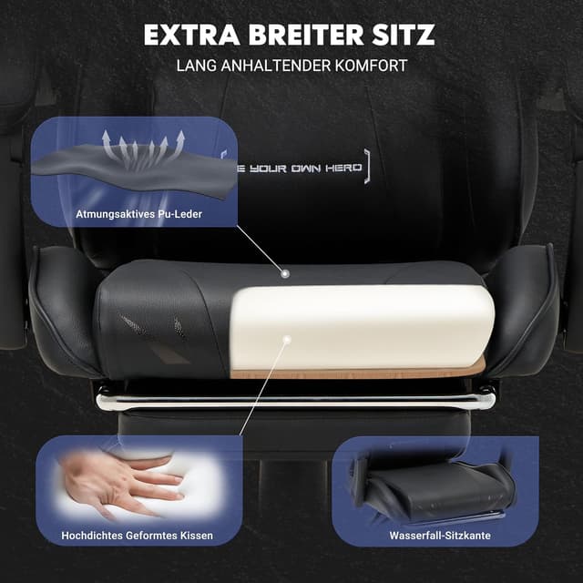 Detalle 2 de COLAMY Gaming Stuhl mit 137 kg Belastung