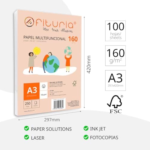 Detalle 2 de Ofituria Paquete folios A3 160 g — 100 hojas 📄