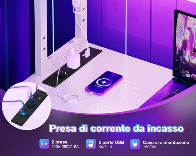 Detalle 2 de Coleshome Scrivania Gaming 135×100 cm angolare