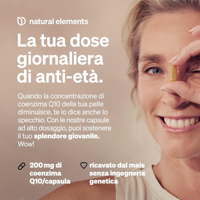 Detalle de Coenzima Q10 puro 200 mg – 120 capsule vegane (4 mesi) – COQ10 da fermentazione del mais