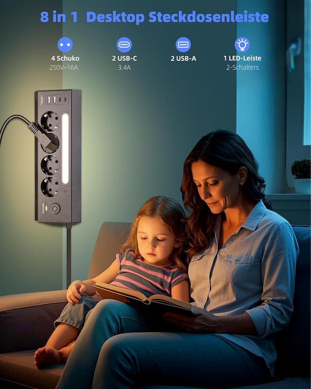 Detalle 2 de Ecke Steckdosenleiste 1,8 m Kabel 🔌