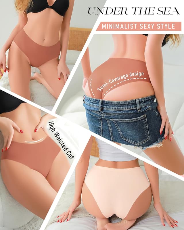 Detalle 2 de UNDER THE SEA Women's Mid-Rise Seamless Briefs, 5-Pack