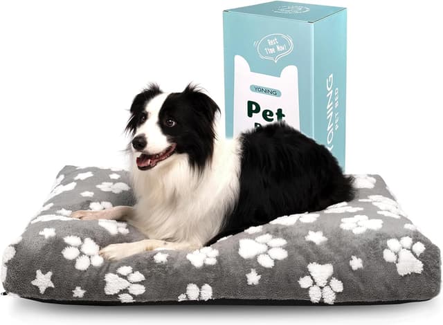Detalle de Yaning dog bed for large dogs (89x56x10cm) with removable washable cover and anti-slip base, grey paw