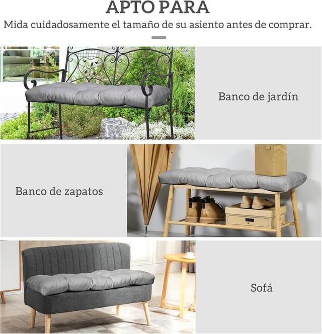 Thumbnail 4 de Outsunny Cojín para banco 110x48x8 cm