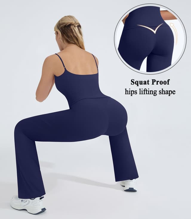 Detalle de OMKAGI Women’s Workout Sets with Padded Tank Tops and Straight-Leg Yoga Pants