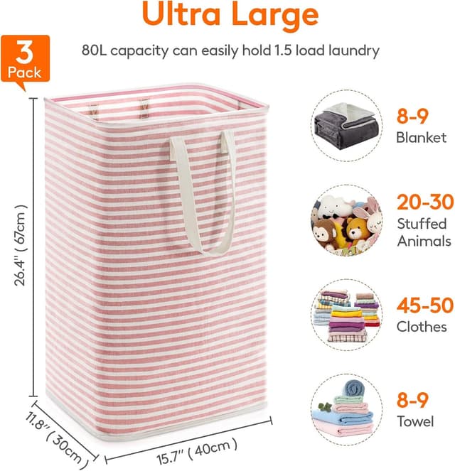 Thumbnail 3 de Lifewit 3 Pack Laundry Hamper 80L