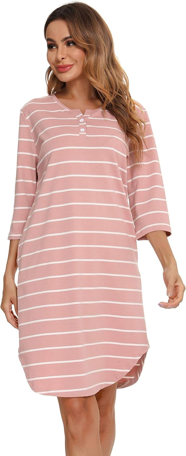 Thumbnail 6 de Vlazom Damen Nachthemd mit 3/4-Ärmeln