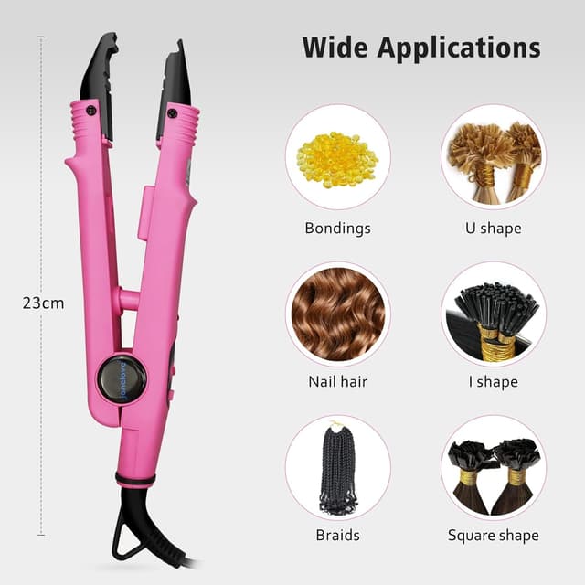 Detalle de janelove Wärmezange für Haar Extensions (100–200 °C) – für Bondings, Rosa