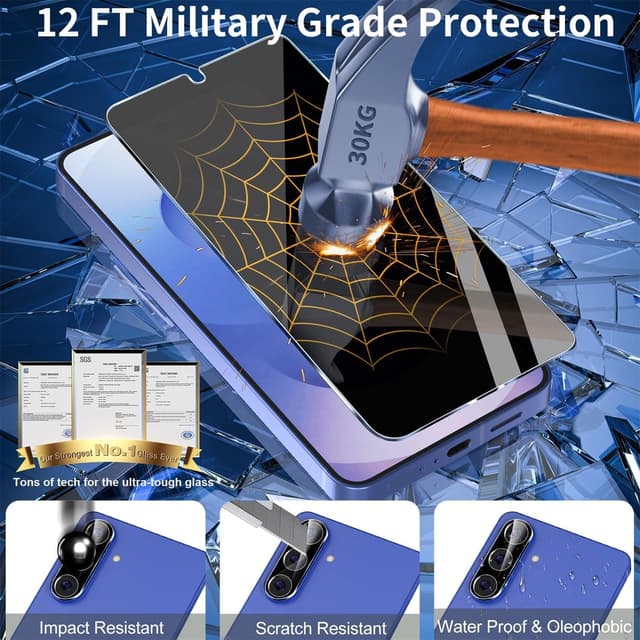 Detalle de firtstnow 3-Pack Privacy Screen Protector + 2-Pack Camera Lens Protectors for Samsung Galaxy S26 (True 25° Anti-Spy, 9H+)