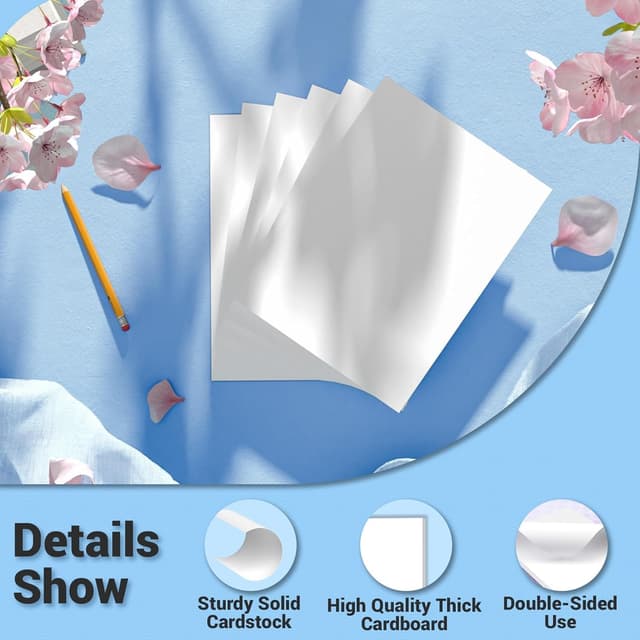 Detalle 2 de Tiusixsy 50 fogli di cartoncino bianco A4 da 300 g/m² per stampa e artigianato