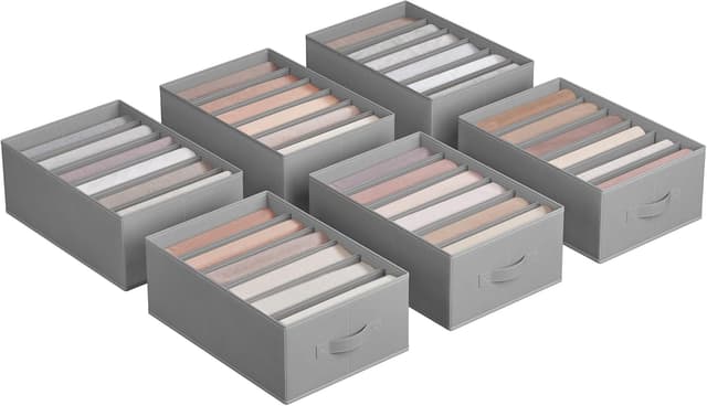 Detalle de SONGMICS RUS009G03 set di 6 organizzatori per armadio a 6 scomparti (grigio tortora)