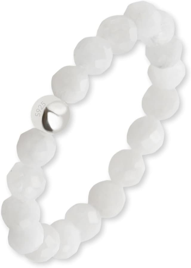 Detalle de GD GOOD.designs Anti Stress Ring mit Naturstein-Perlen für Damen – elastisch, Ringgröße 52–60