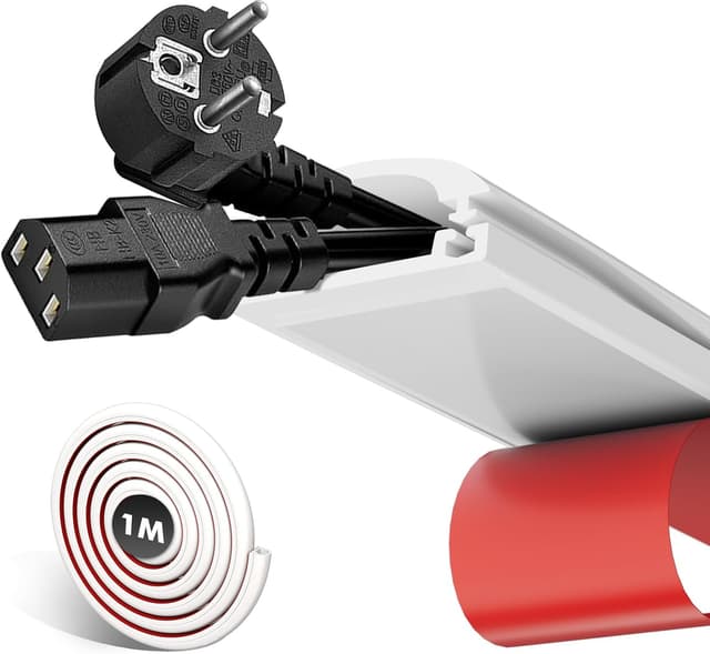 Detalle de shinfly Silikon-Kabelkanal klein (1 m) selbstklebend für 2–3 Kabel – halbrunder Kabelschacht Weiß