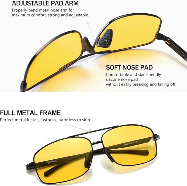 Thumbnail 3 de SUNGAIT Lightweight Rectangular Polarised Sunglasses UV400
