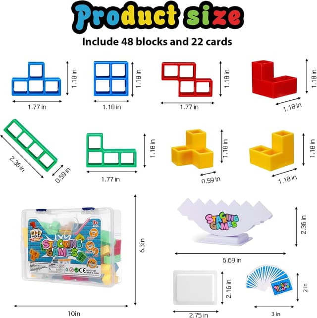 Detalle 2 de CERBONNY 48Pcs Tetra Tower Stacking Blocks Game (Tetra Tower Balancing Blocks)