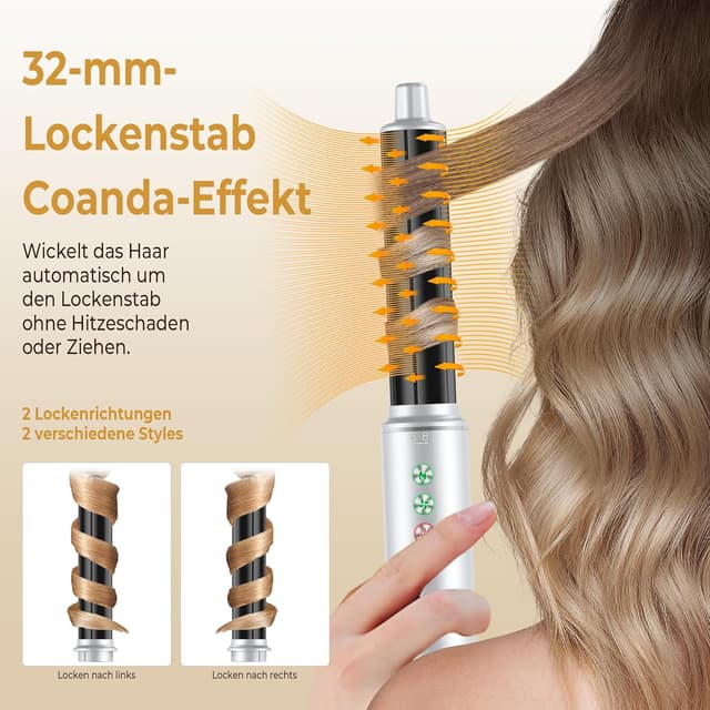 Detalle de OKWRAP Hair Styler Set 7 in 1 – Airstyler mit ionischem Luftstrom, 110.000 U/min und 79–86 dB