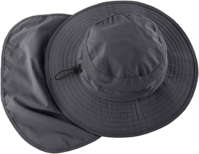 Detalle de Decentron Outdoor UPF 50+ Mesh Wide Brim Sun Hat with Neck Flap (Fishing & Hiking)
