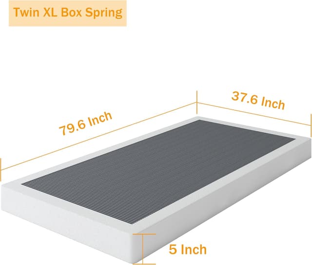 Detalle de SHLAND Twin XL Box Springs Bed Base (5 Inch) — Heavy-Duty Metal Frame with Non-Slip, Easy-Clean Fabric Cover