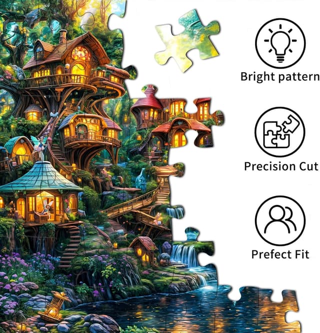 Detalle 2 de MOJIGE Puzzle 1000 Teile Kleines Elfendorf