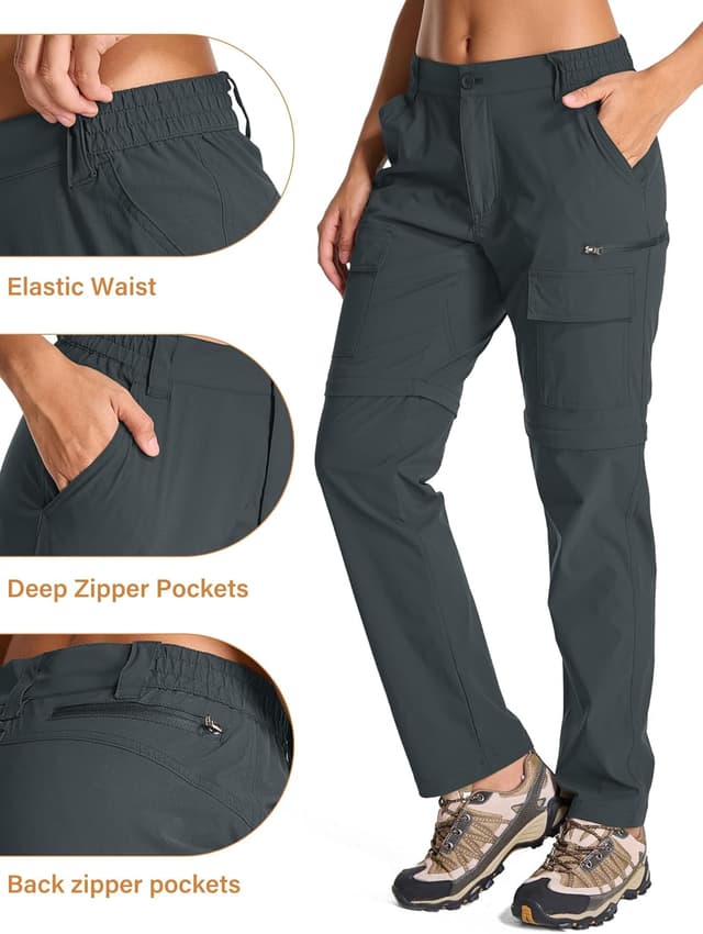 Detalle de Womens Convertible Quick-Dry Hiking Pants with Zip-Off Legs and Cargo Pockets