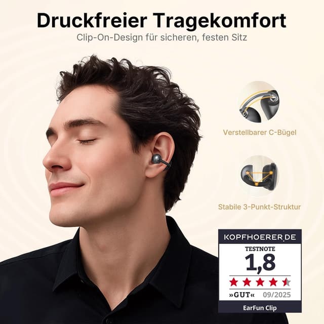Thumbnail 1 de EarFun Clip Open Ear Kopfhörer Bluetooth 40 Std. Akku