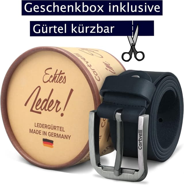 Detalle 2 de Cartvelli Premium Ledergürtel Herren Echtleder 40 mm Made in Germany in Geschenkbox